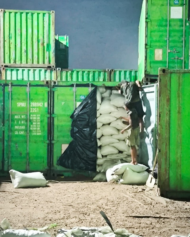 Container Full of PKE Bags — Palm Kernel Expeller, East Kalimantan